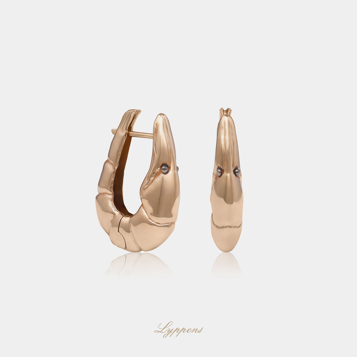 Rose gold prawn earrings