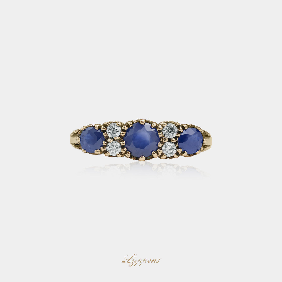 Geelgouden ring met saffier en diamant