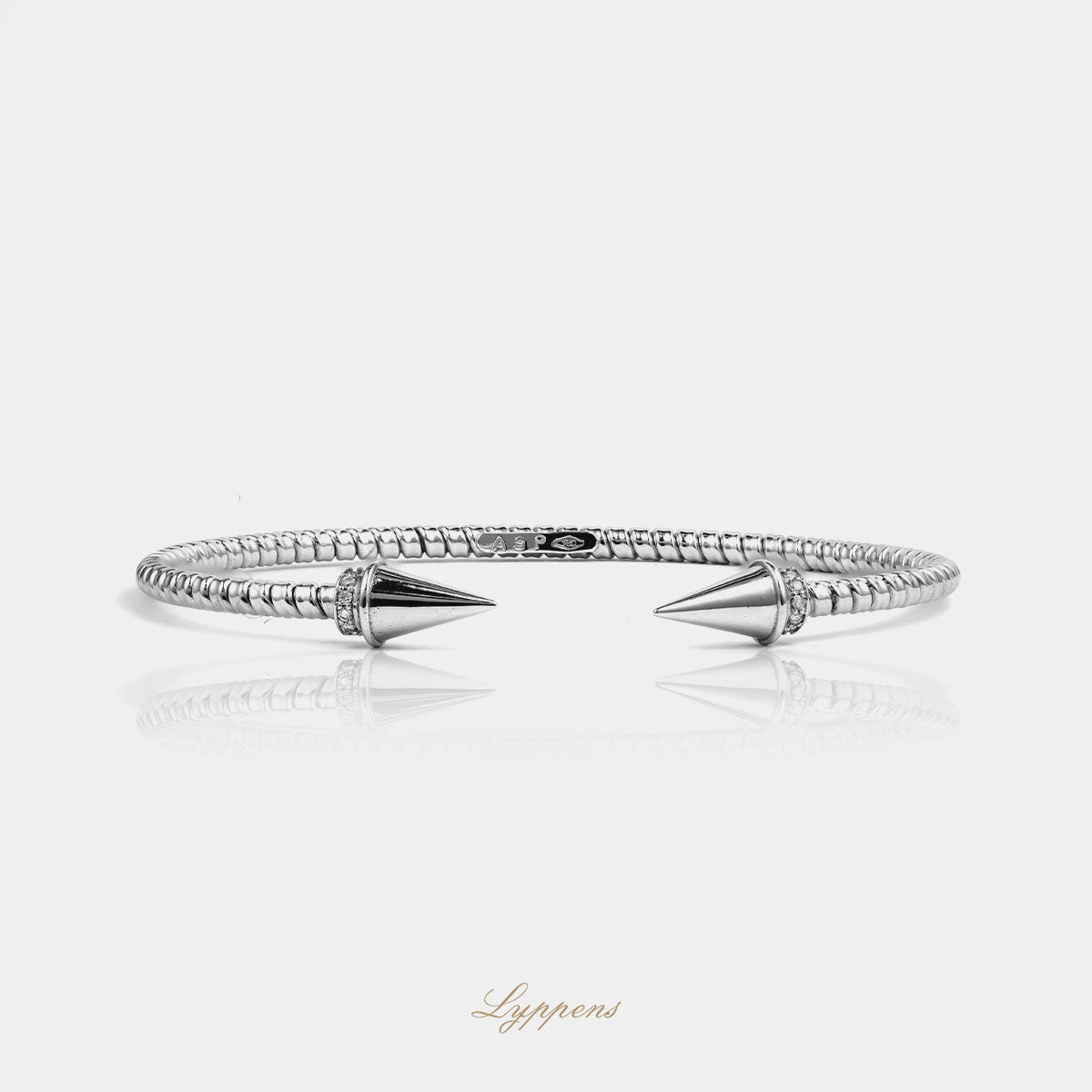 White gold cuff bracelet with diamonds