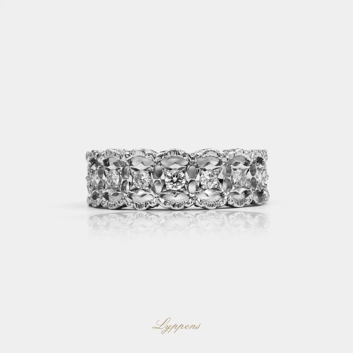 White gold ring with diamonds