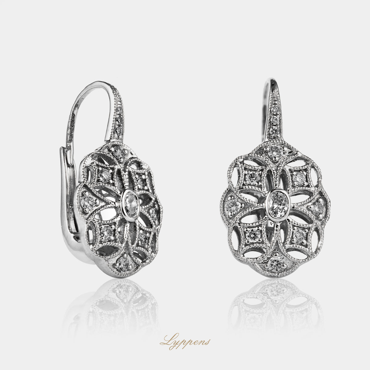 White gold earrings with diamonds