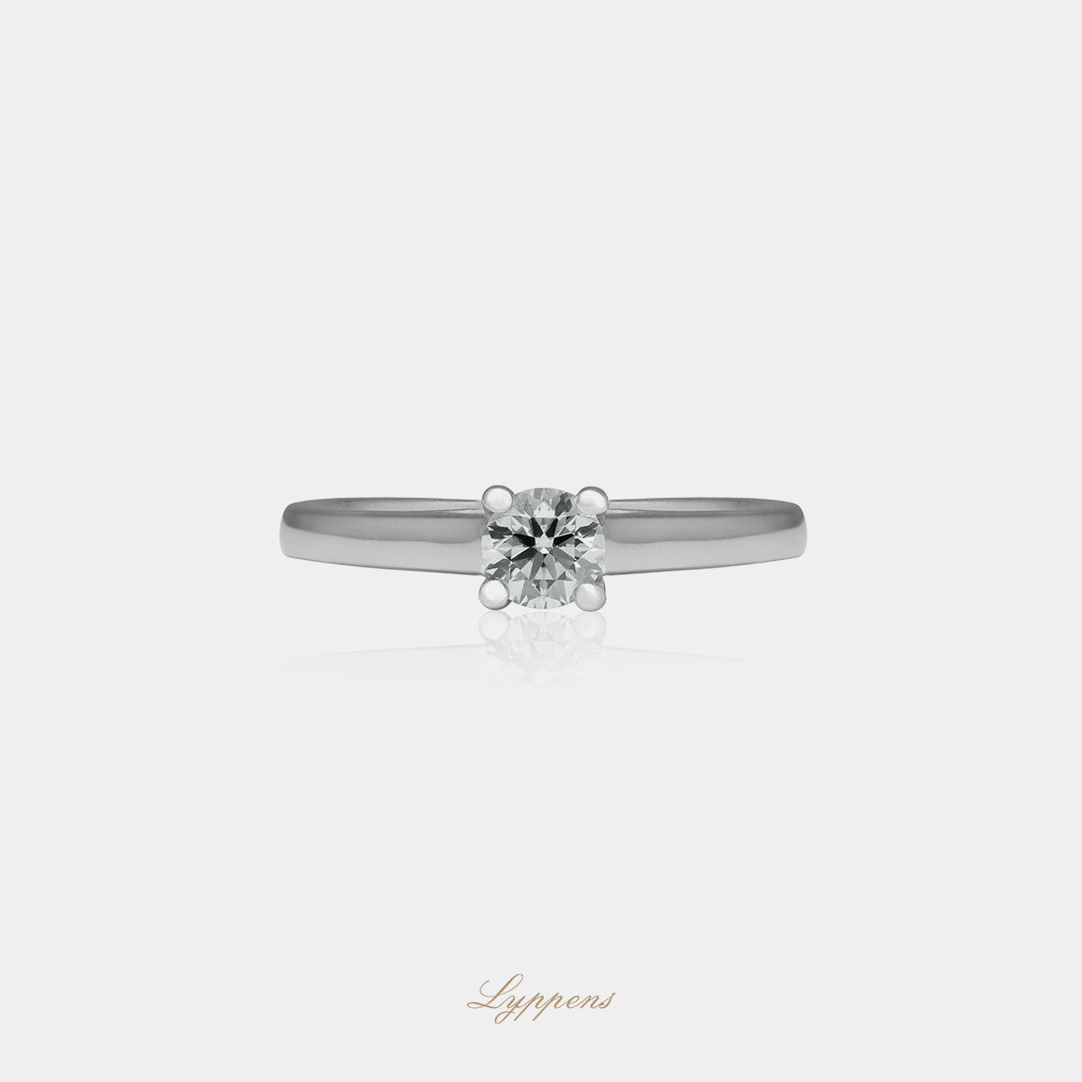 Witgouden solitair verlovingsring, deze ring is gezet met een briljant geslepen diamant.