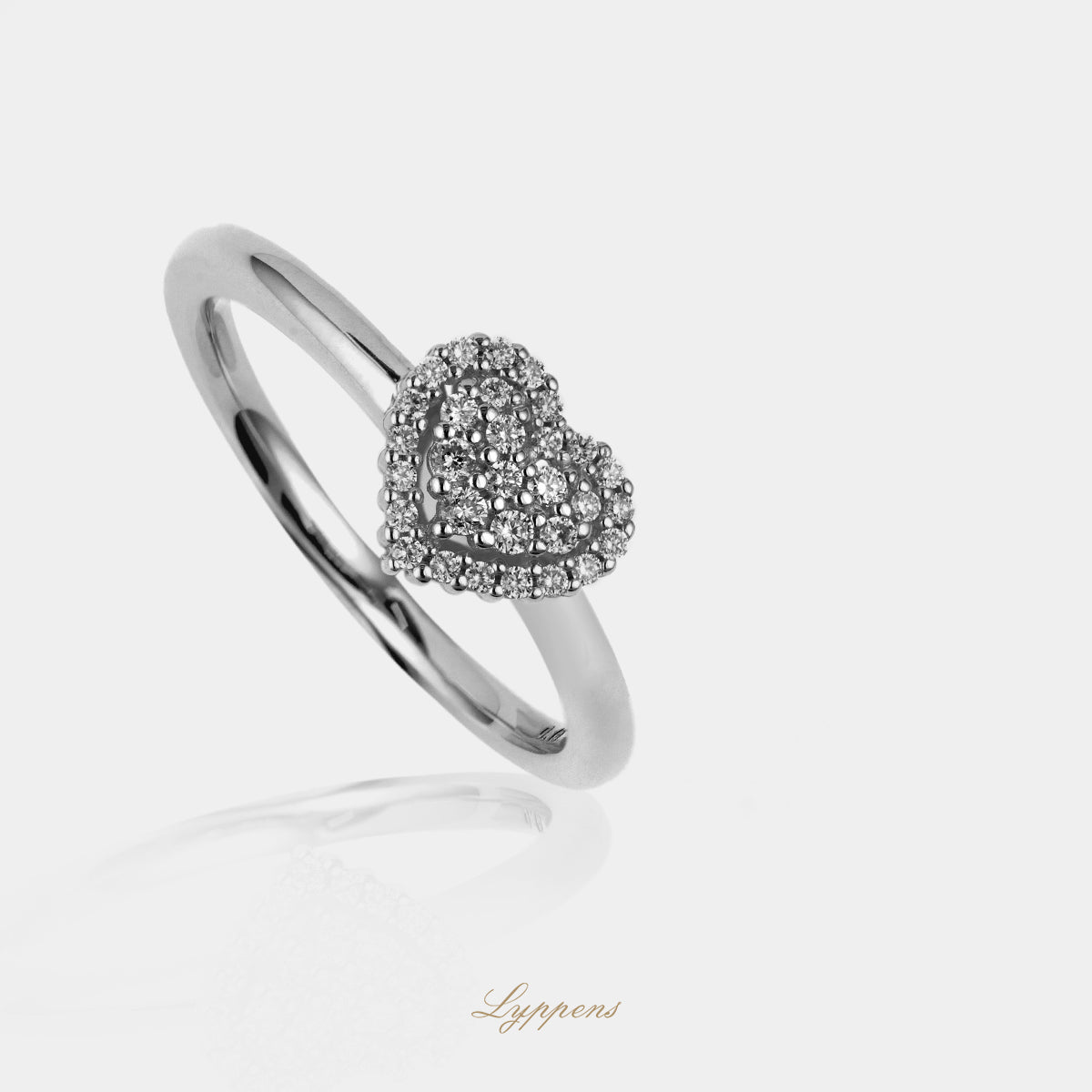 White gold heart ring with diamonds