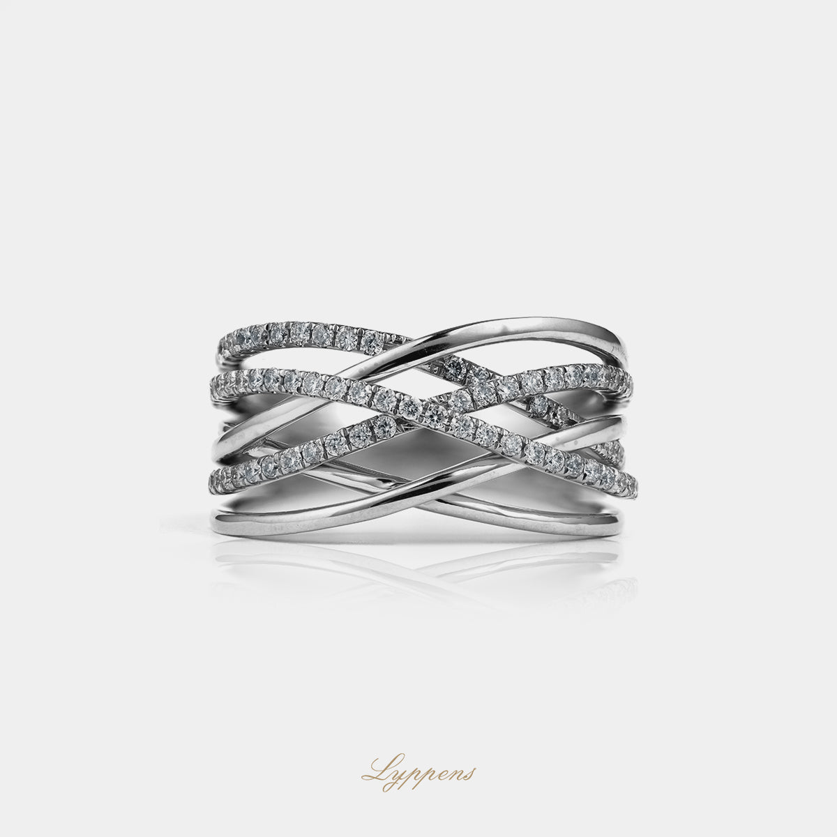 White gold band ring with diamond