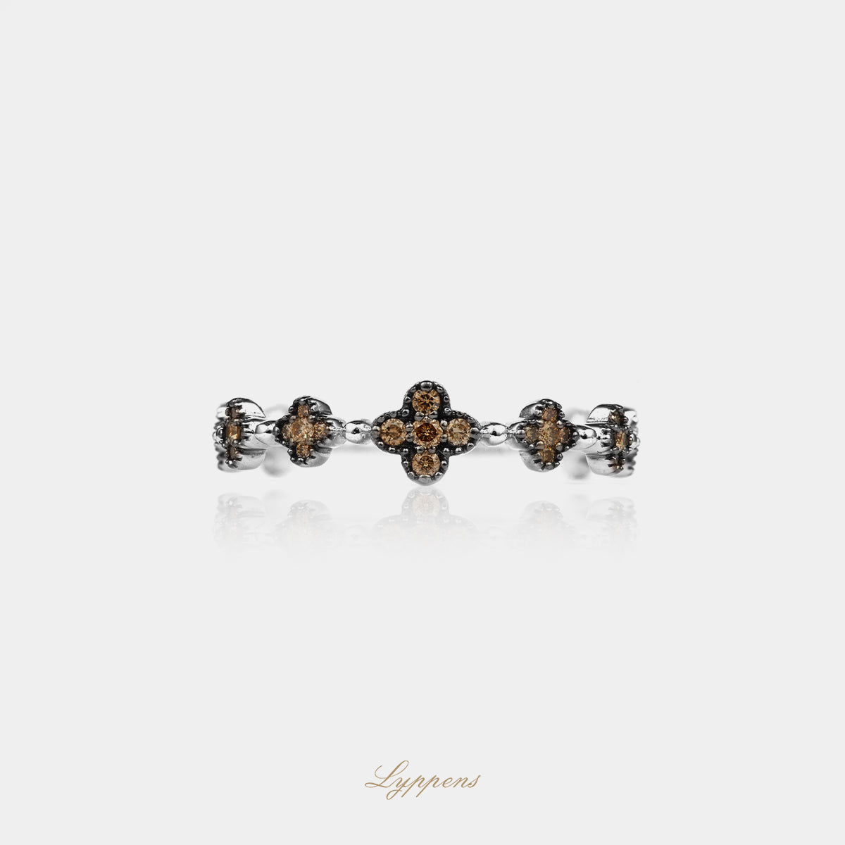 Witgouden ring met bruine diamant