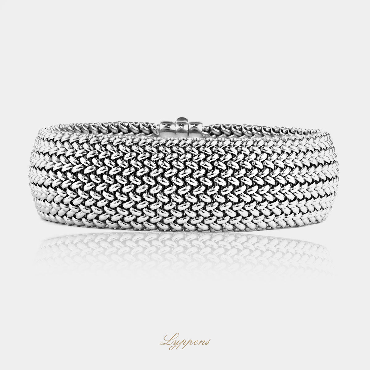 White gold domed Milanese link bracelet