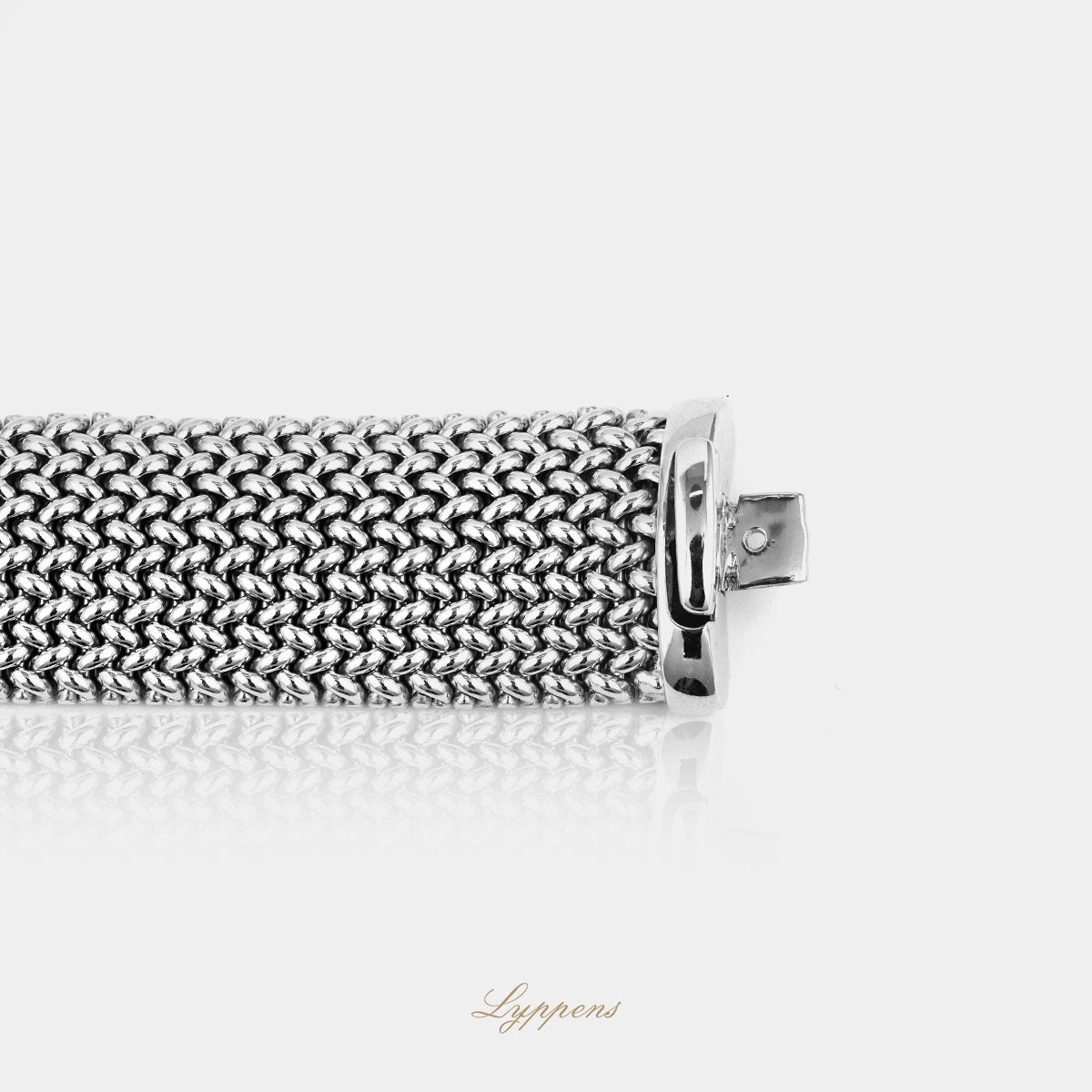 White gold domed Milanese link bracelet