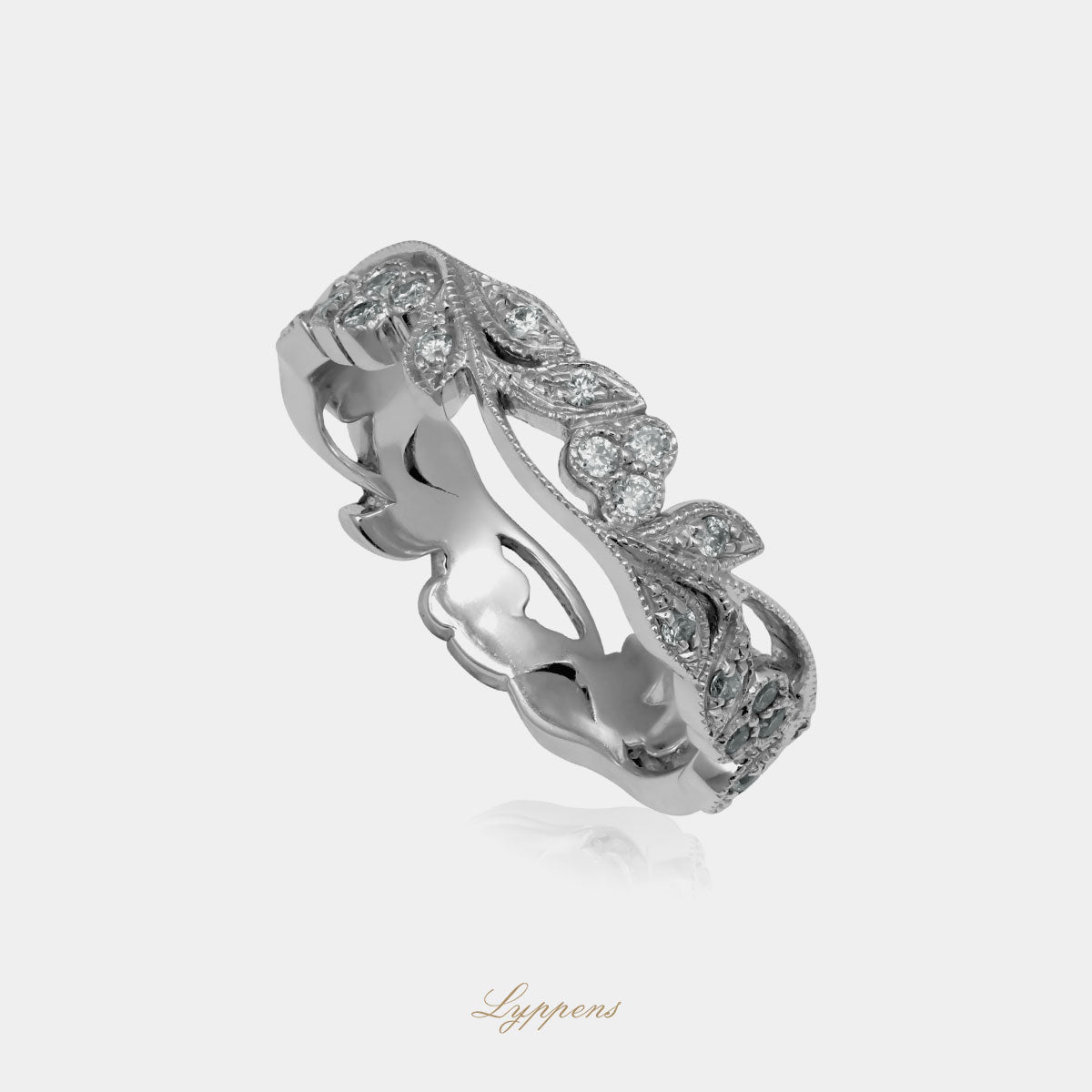 White gold eternity ring with diamonds