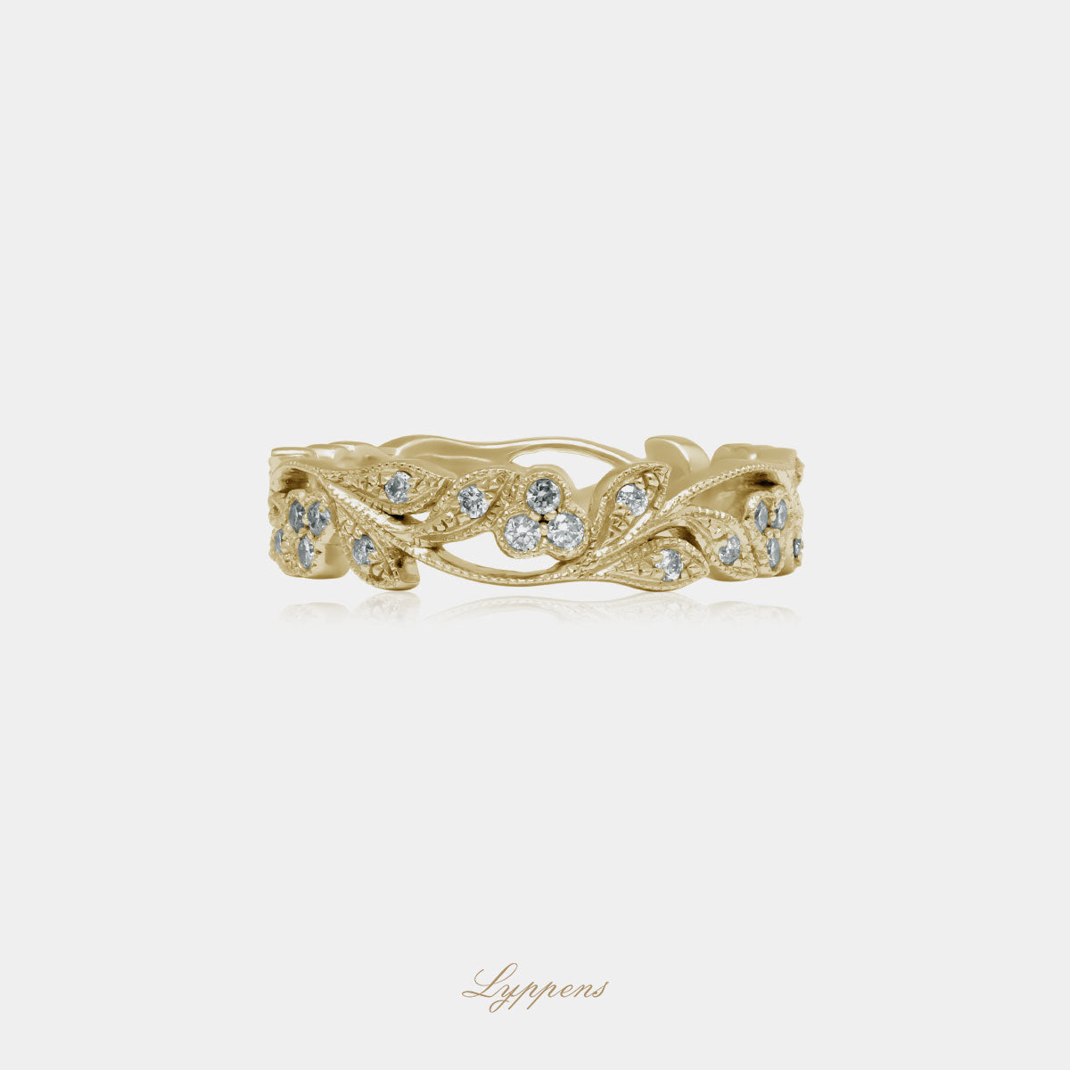 Yellow gold eternity ring with diamonds