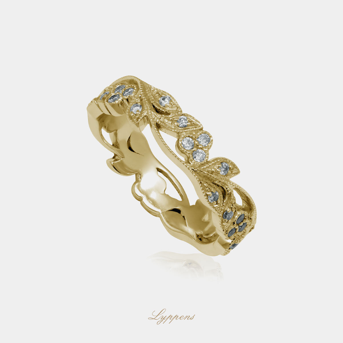 Yellow gold eternity ring with diamonds