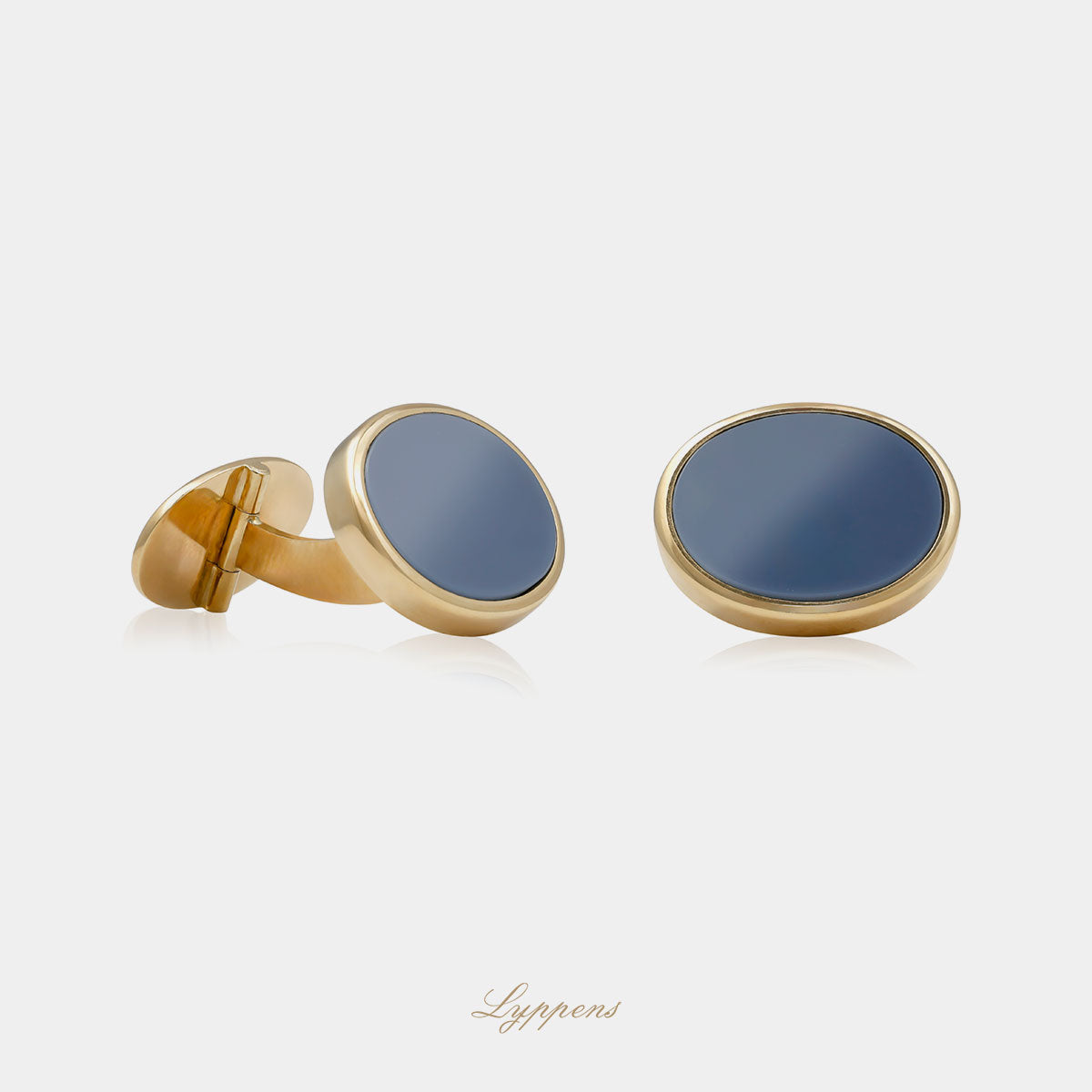 Yellow gold cufflinks with layer stone