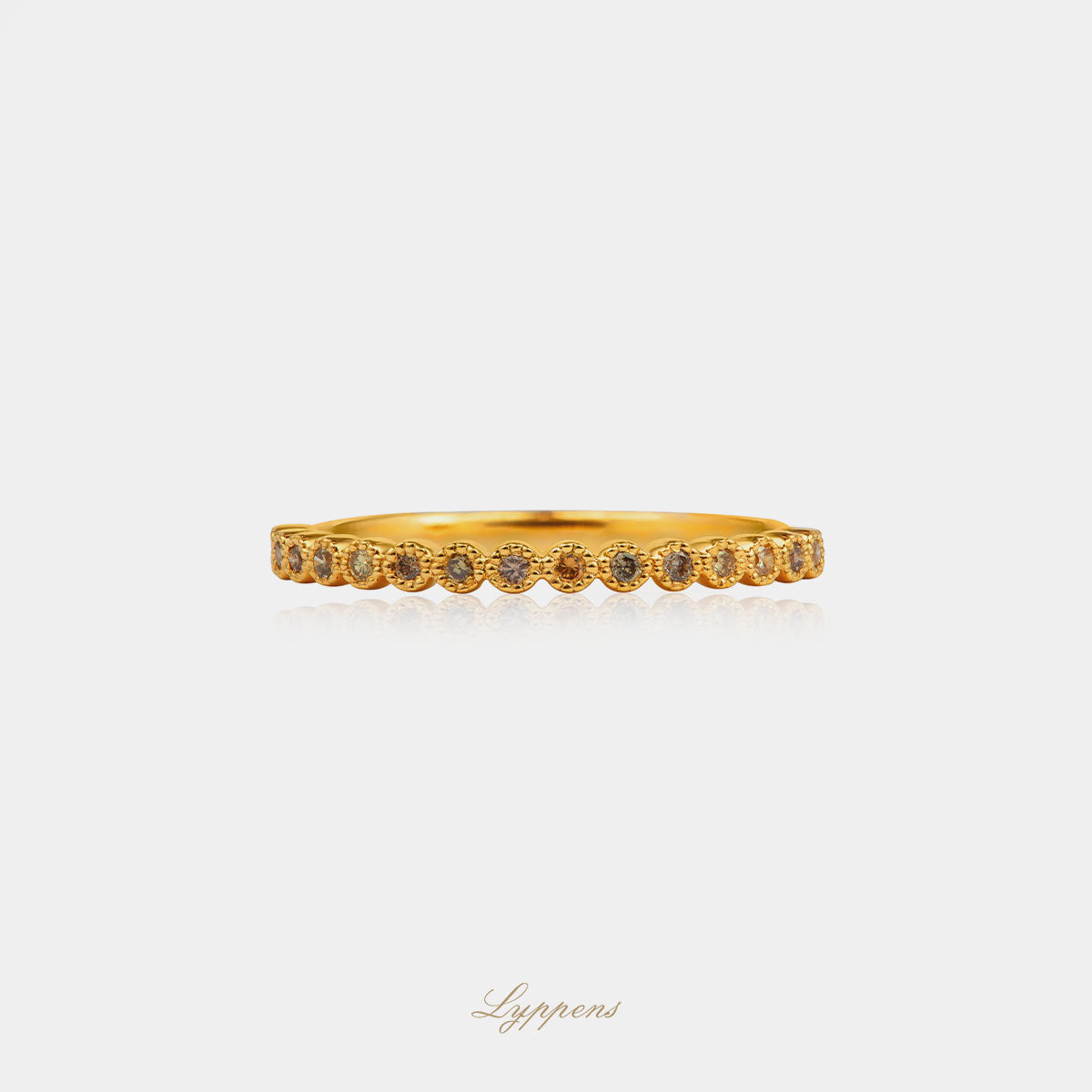 Geelgouden rijring met bruine diamant