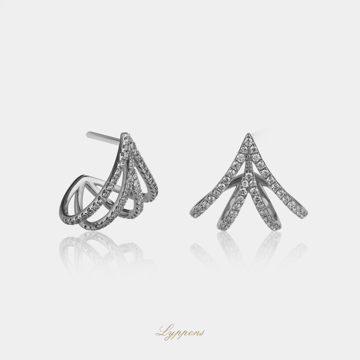 14kt witgouden ear huggers met vier rijen briljant diamant 0.40ct G SI