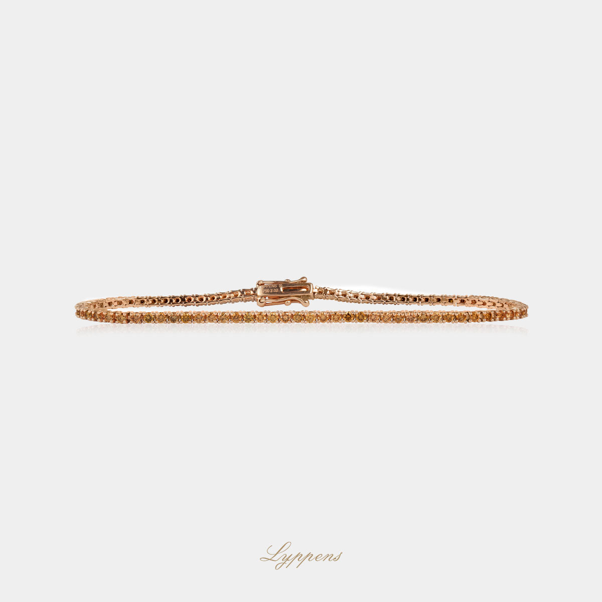 Roségouden tennisarmband met bruine diamant 2.00ct