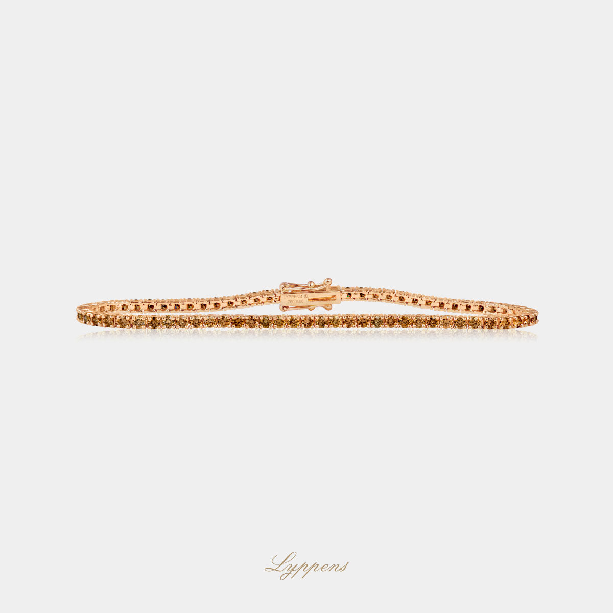 Roségouden tennisarmband met bruine diamant 3.00ct