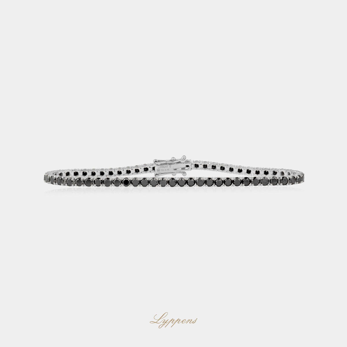 Witgouden tennisarmband met zwarte diamant 5.00ct