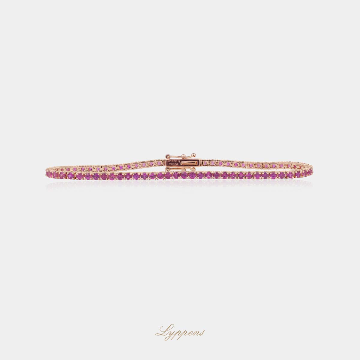 Roségouden tennisarmband met roze saffier 3.50ct