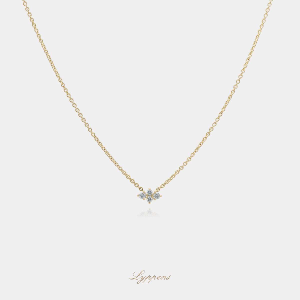 Geelgouden schakelcollier met briljant geslepen diamant.