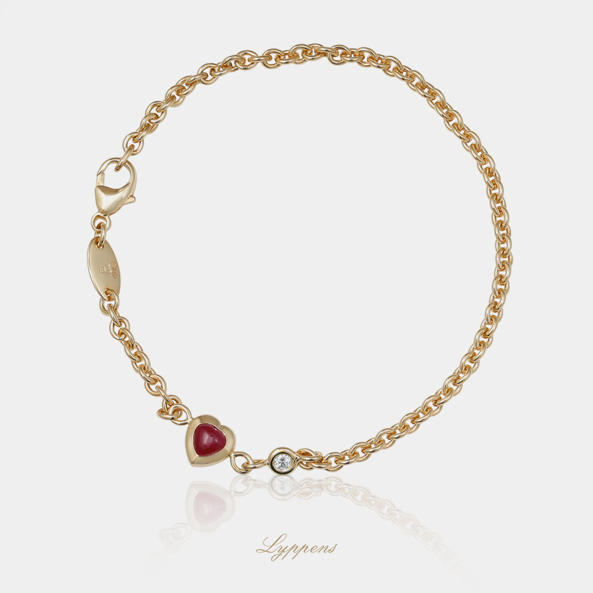 Yellow gold bracelet with ruby and diamond