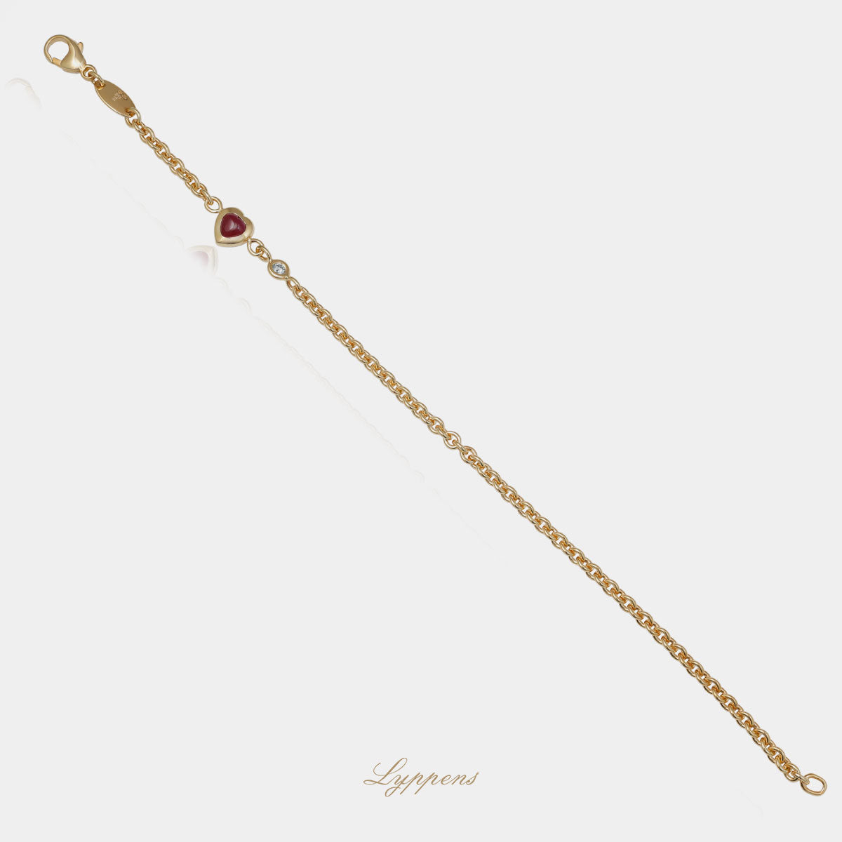Yellow gold bracelet with ruby and diamond
