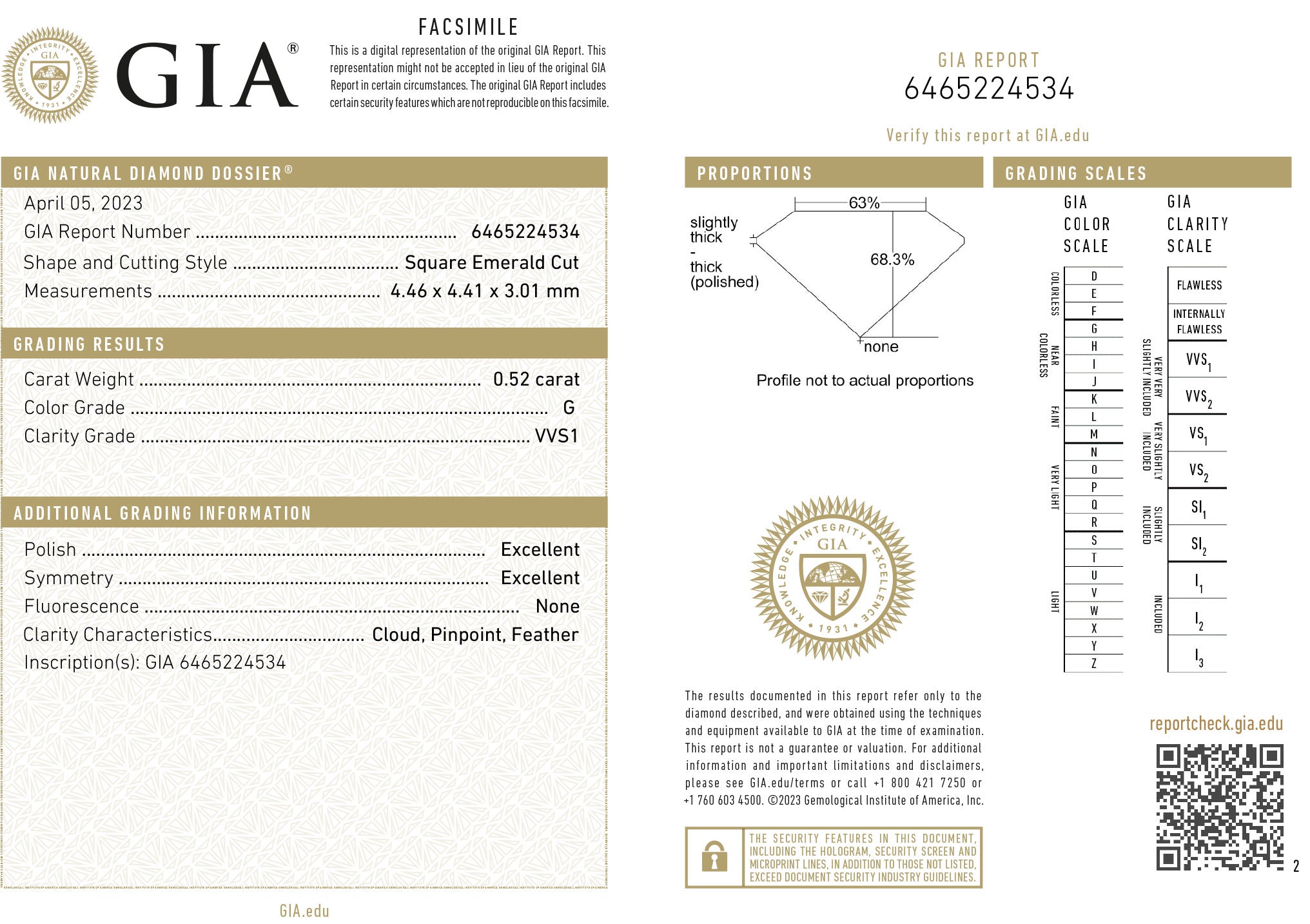 GIA certificaat van een koppel Asscher geslepen diamant met een totaalgewicht van 1.05ct.