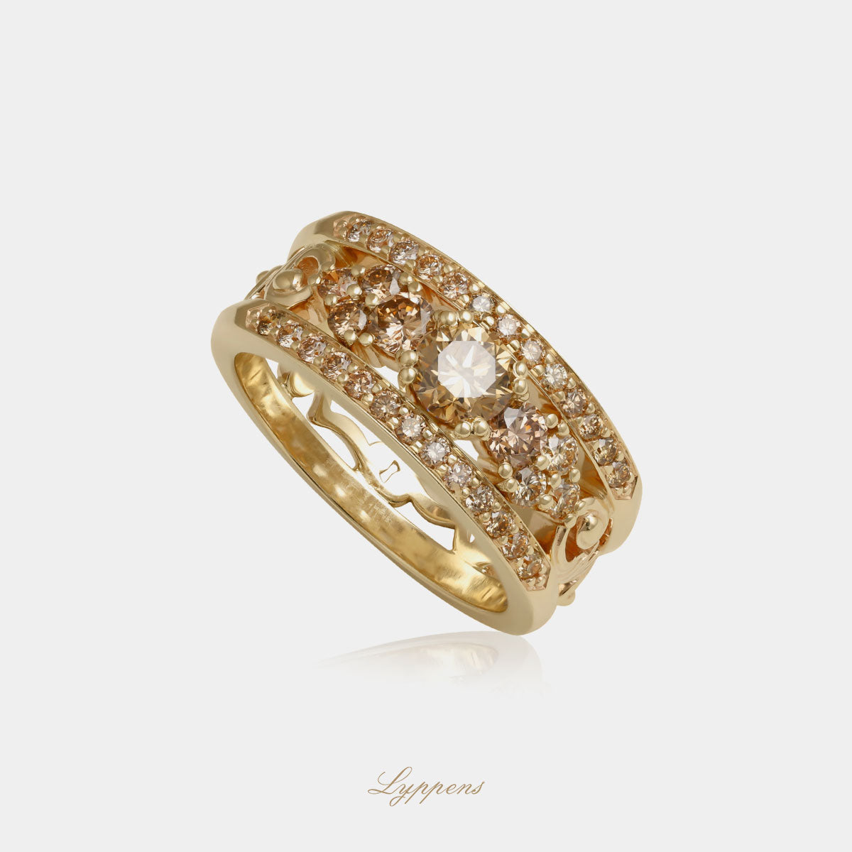 Roségouden bandring met briljant geslepen bruine diamanten