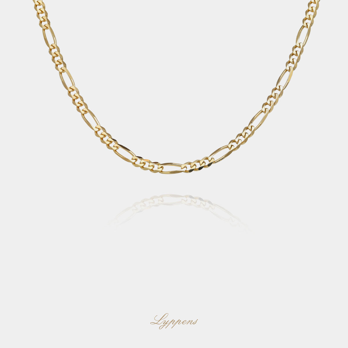 Yellow gold figaro link necklace