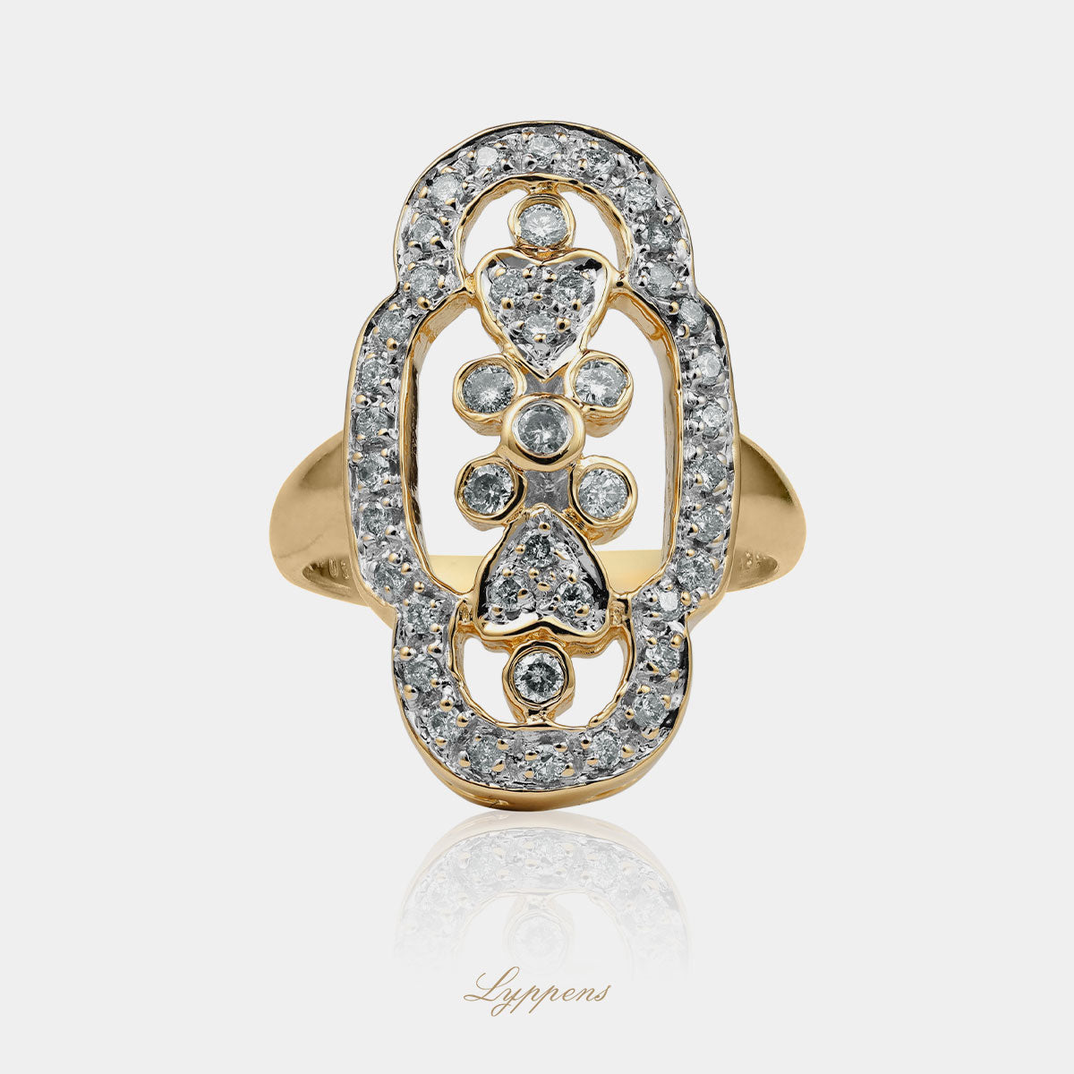 Geelgouden vintage ring met diamant