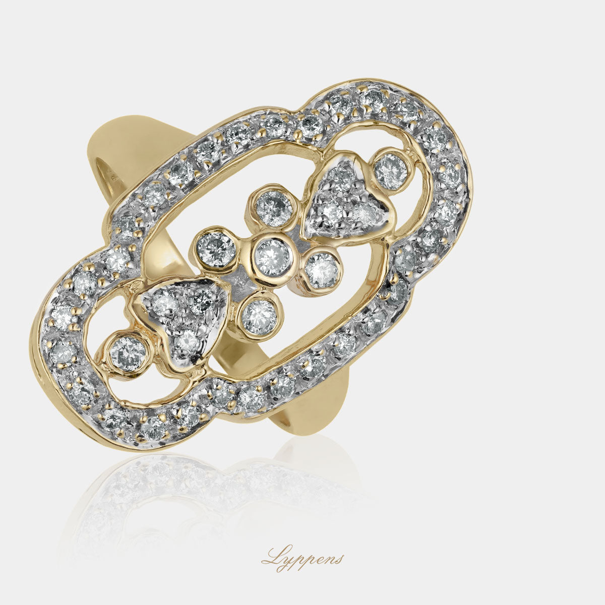 Geelgouden vintage ring met diamant