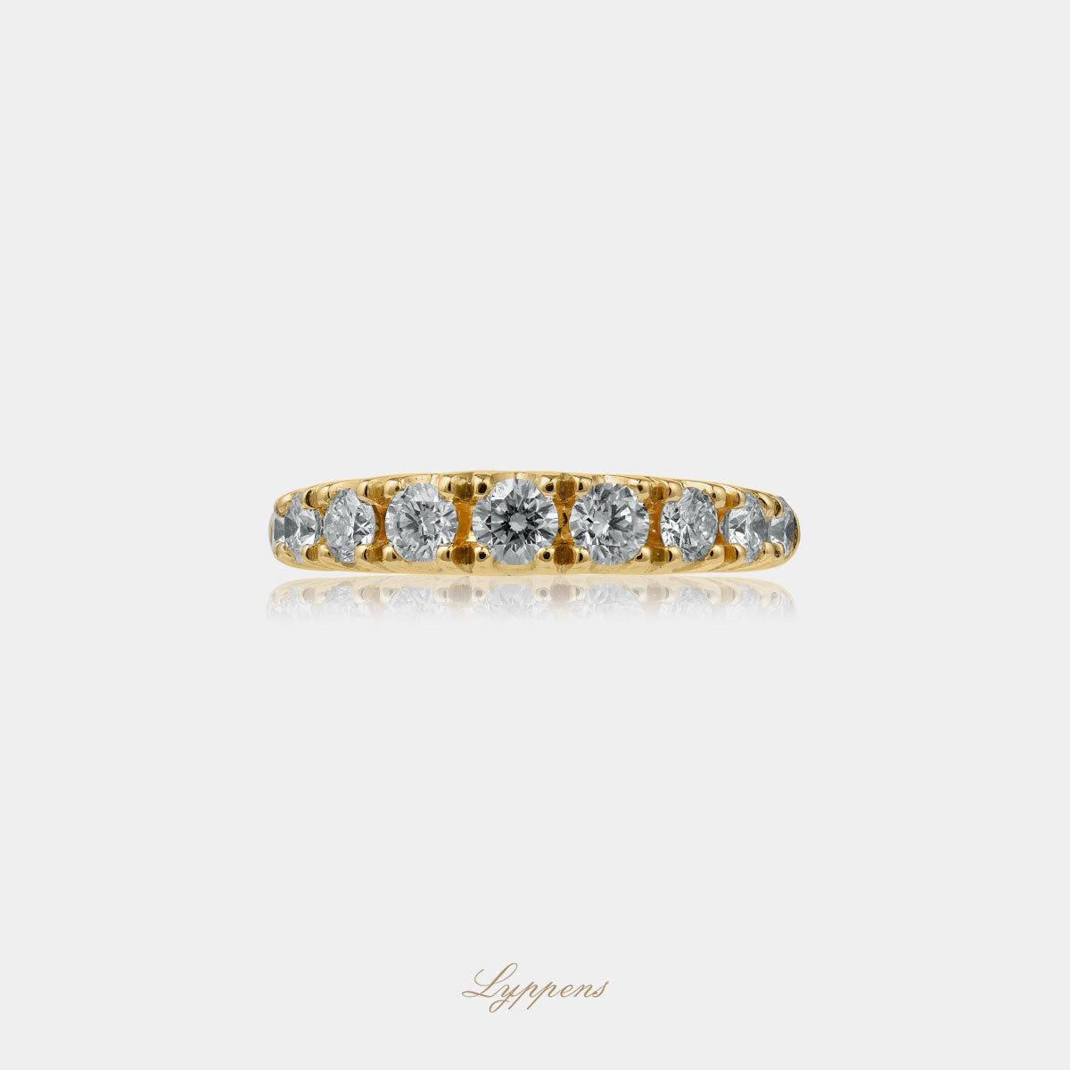 Yellow gold half eternity ring with diamond 1.00ct