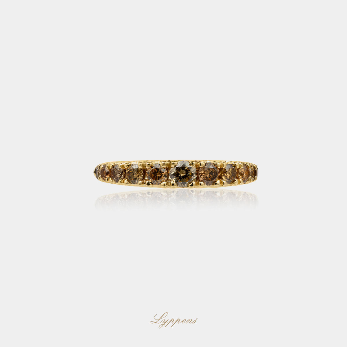 Geelgouden rijring met bruine diamant 0.75ct