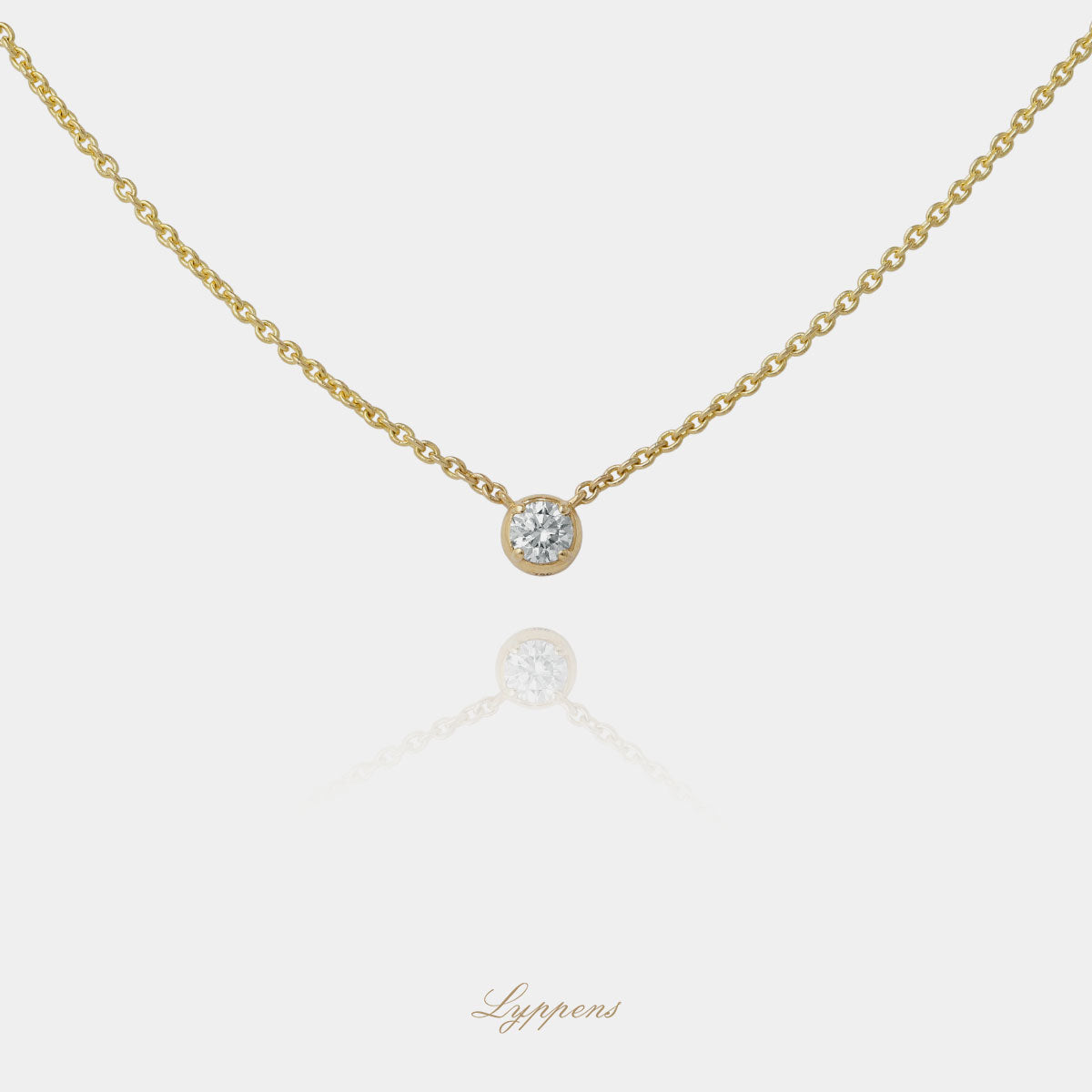 Geelgouden collier met diamant