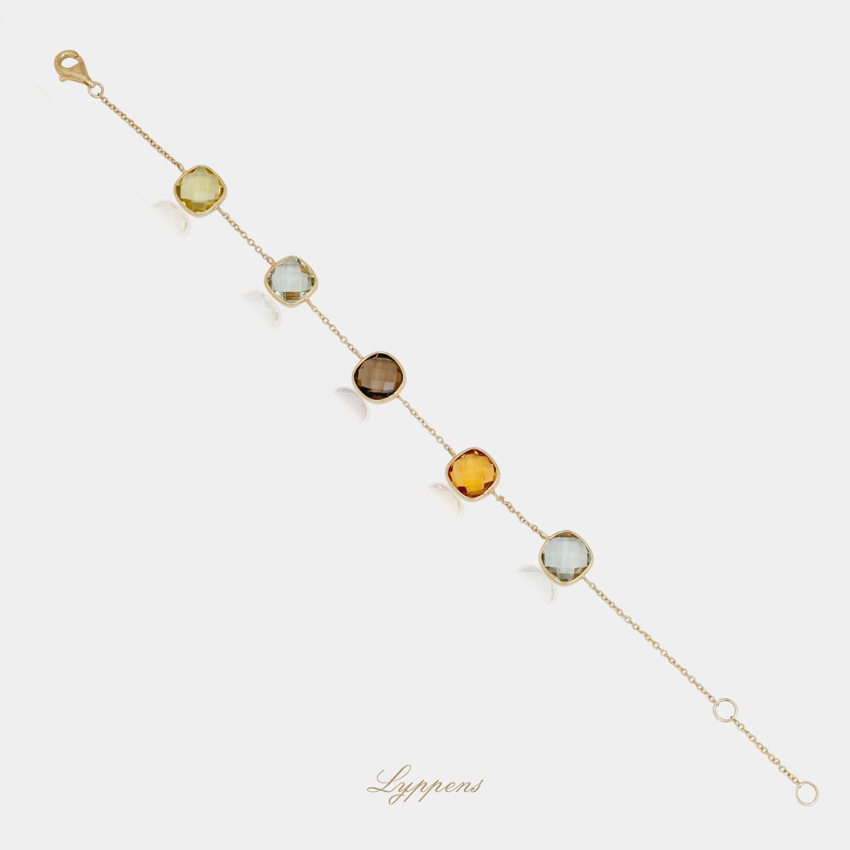 Geelgouden armband met diverse edelstenen