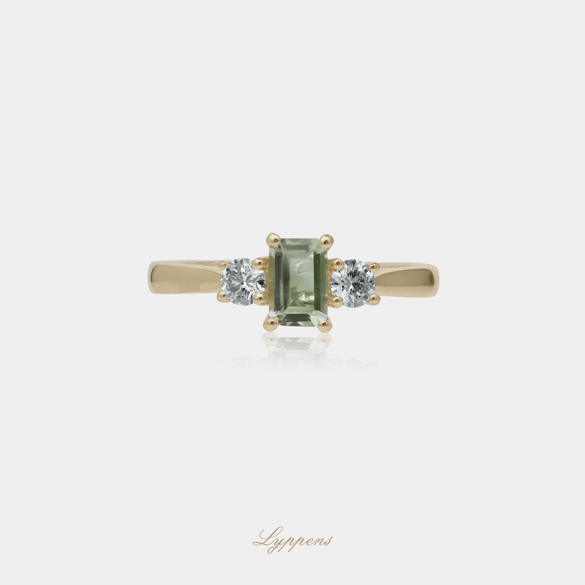 Yellow gold with prasiolite and diamonds