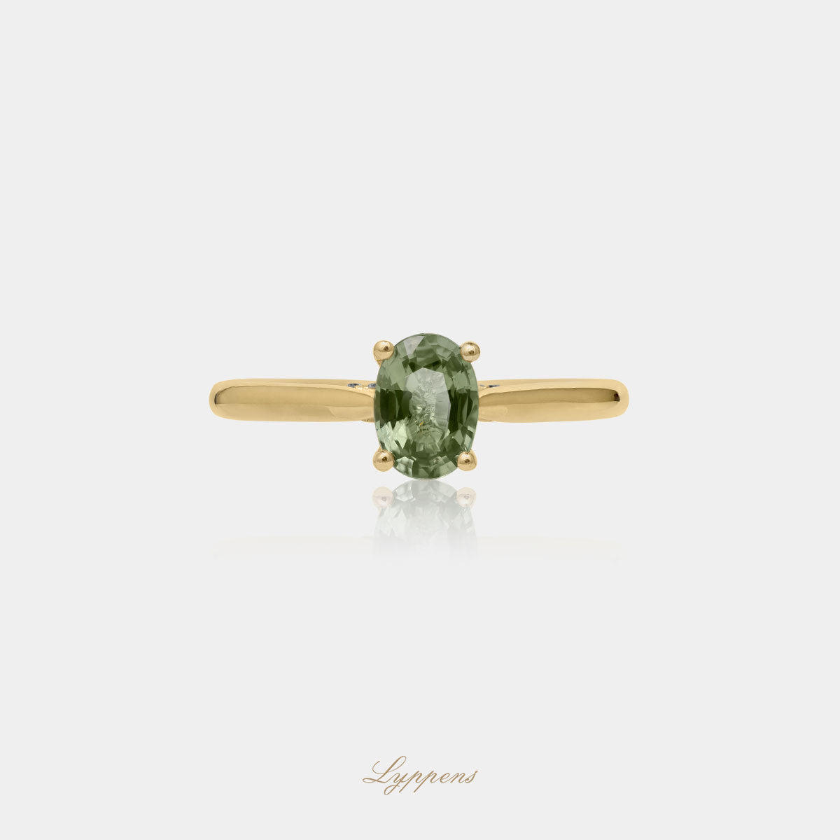 Geelgouden ring met saffier en diamant