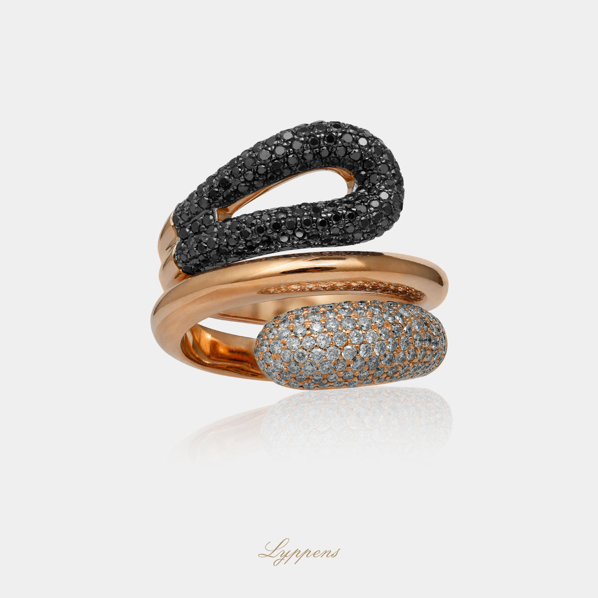 Rose gold strike ring with diamond