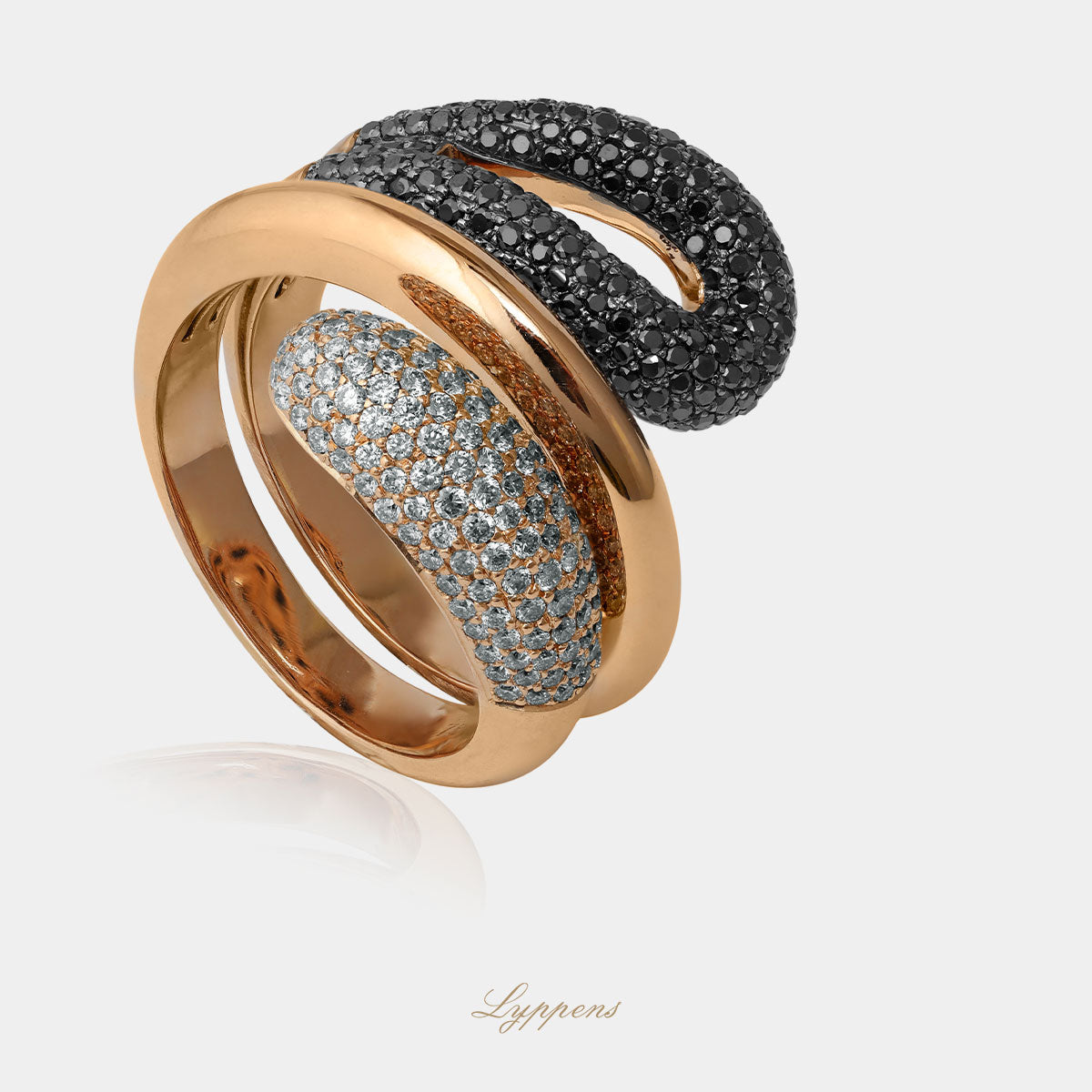 Rose gold strike ring with diamond
