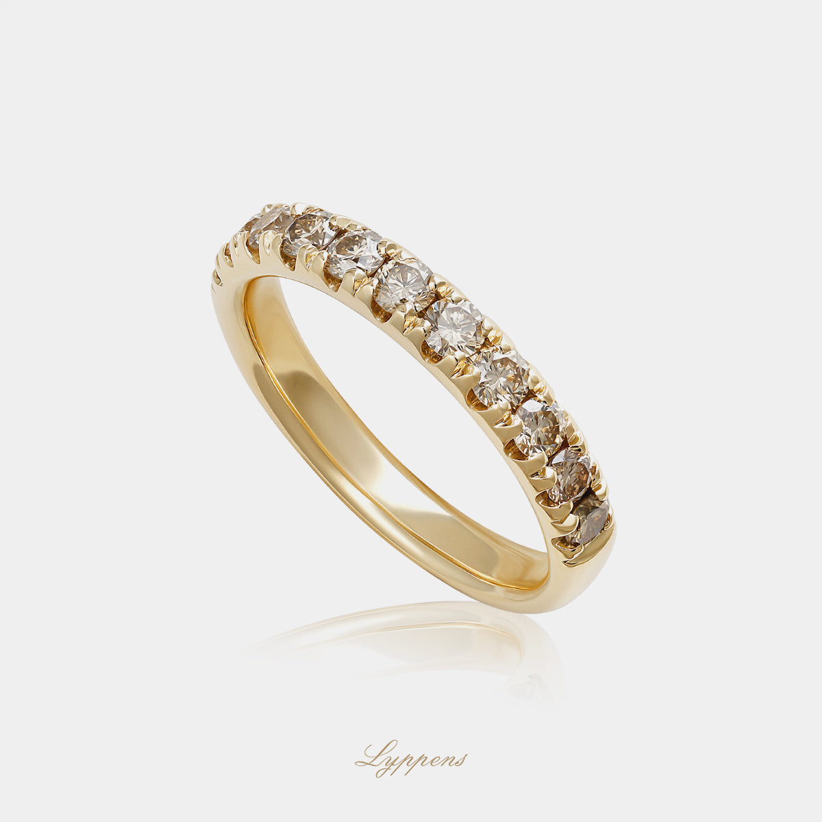 Geelgouden rijring met bruine diamant 0.75ct