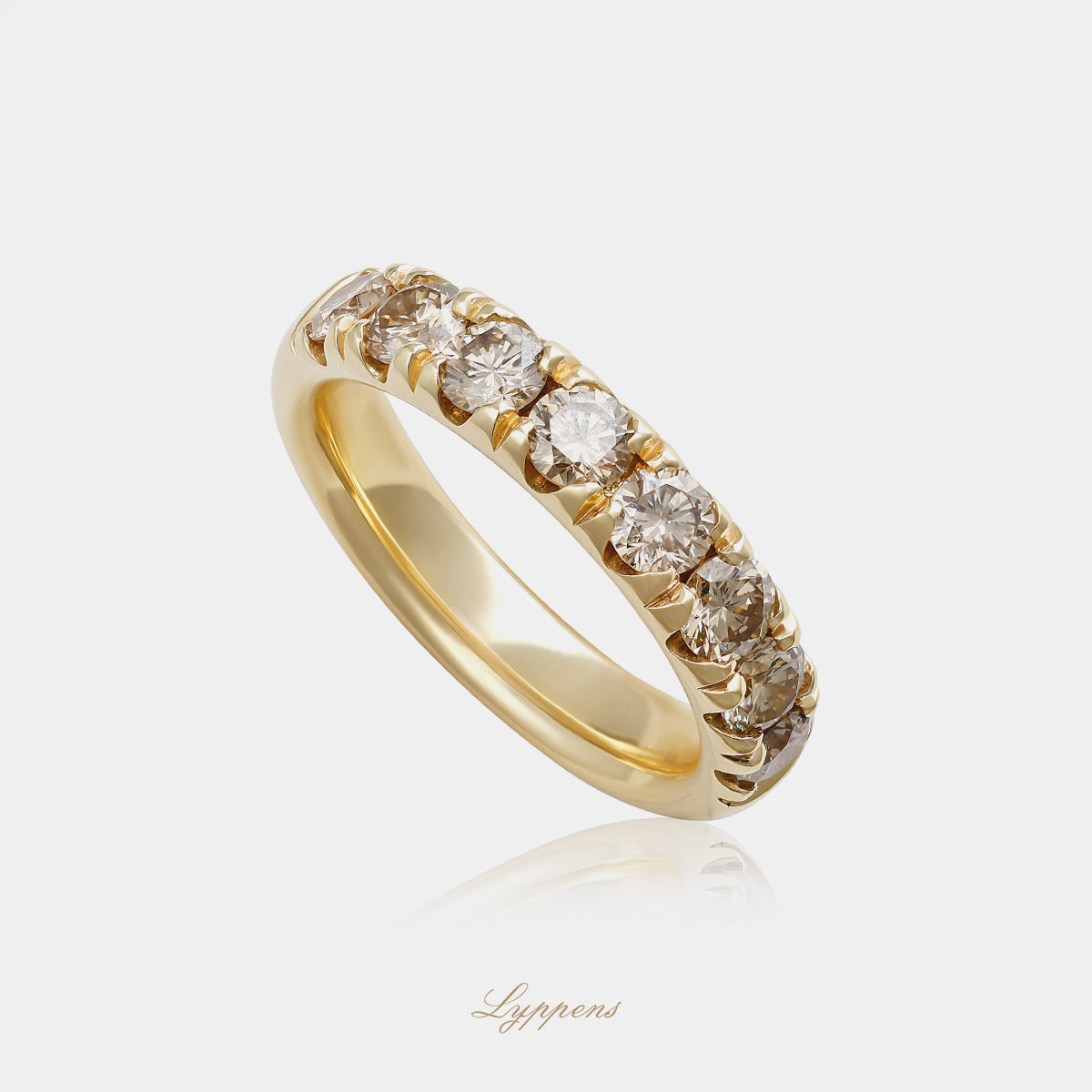 Geelgouden rijring met bruine diamant 1.50ct