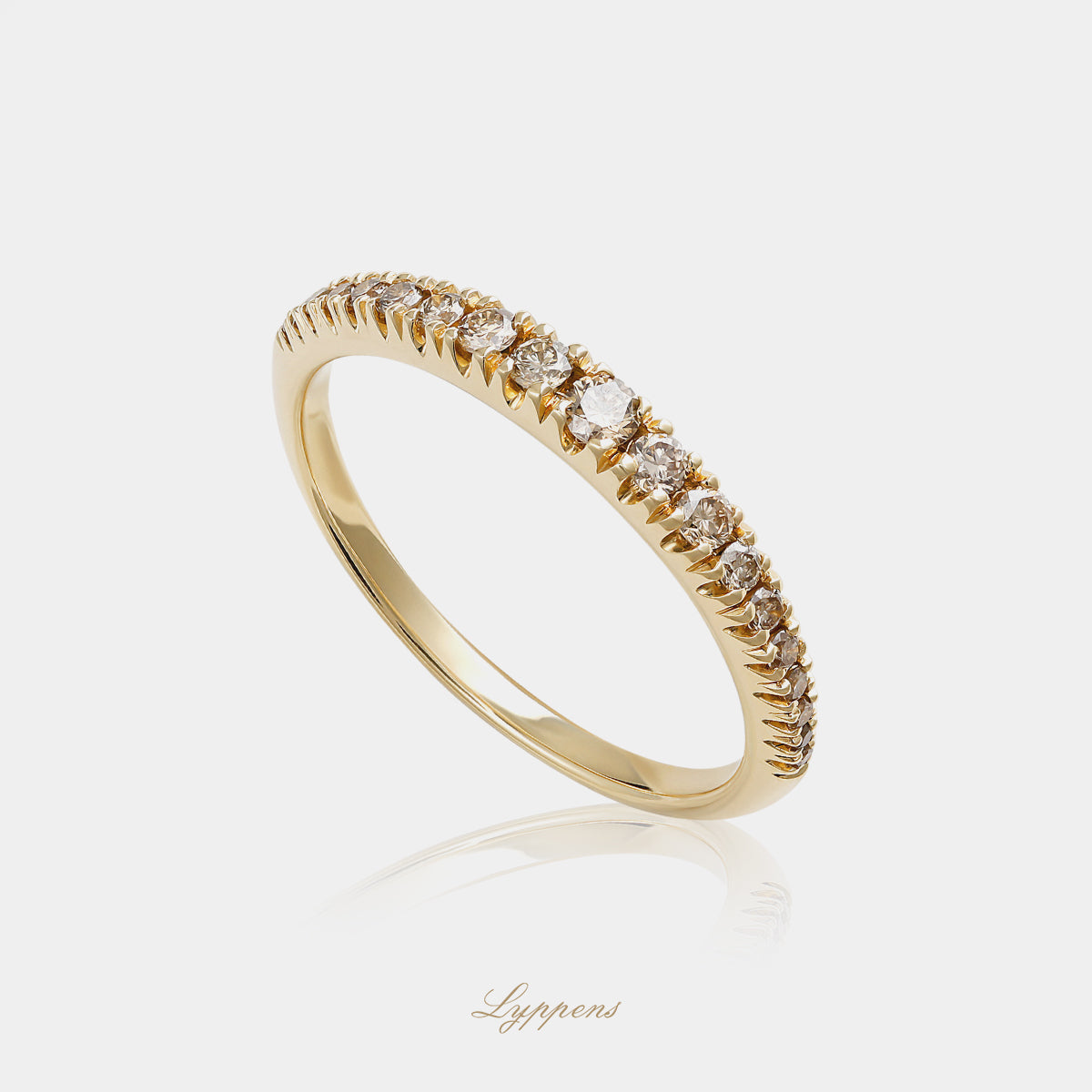 Geelgouden rijring met bruine diamant 0.25ct