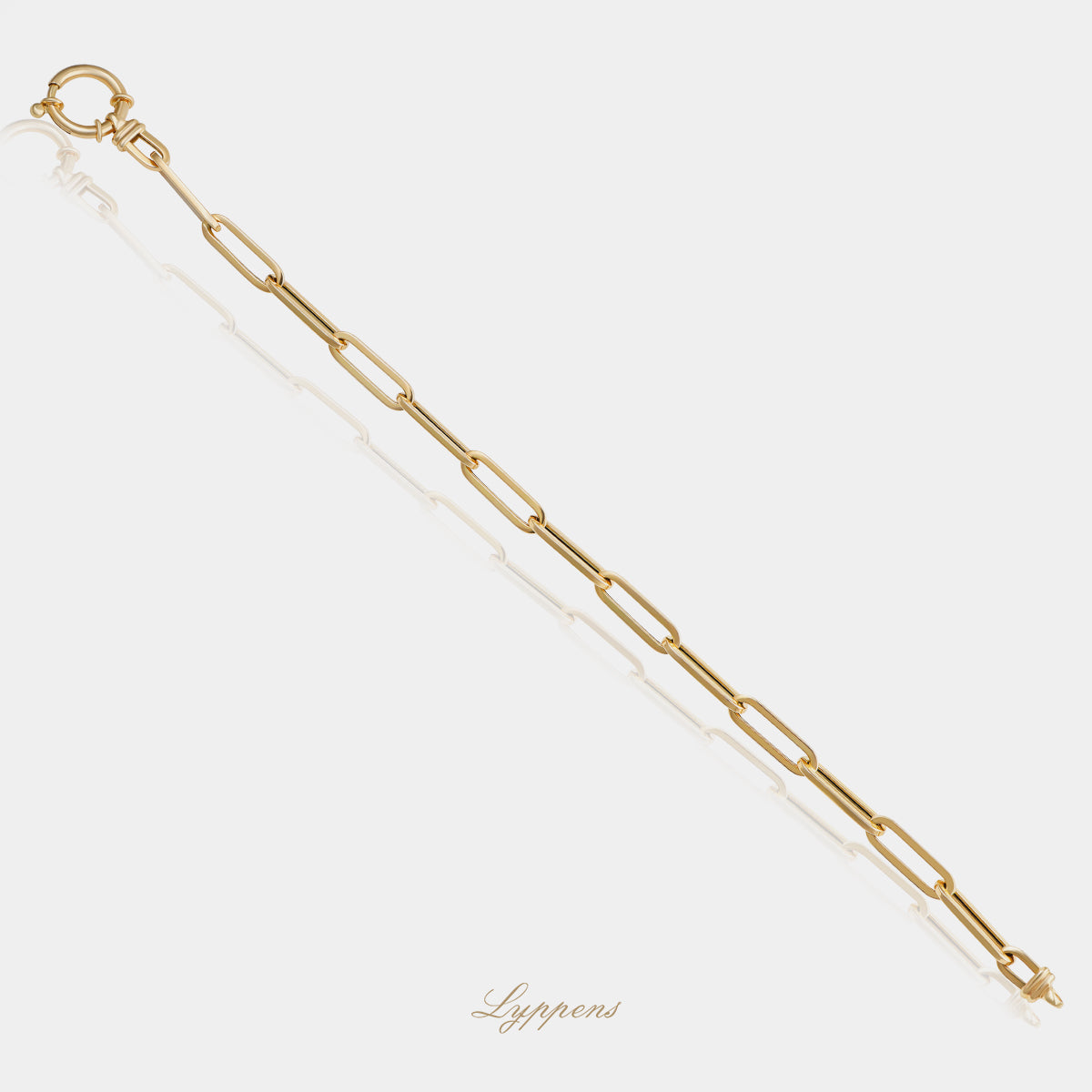 14 karaat geelgouden schakelarmband closed forever design 19cm, stevige schakels