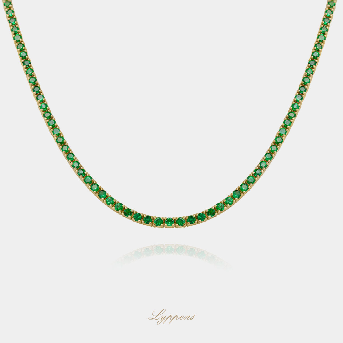 Yellow gold tennis necklace with tsavorite 6.50ct