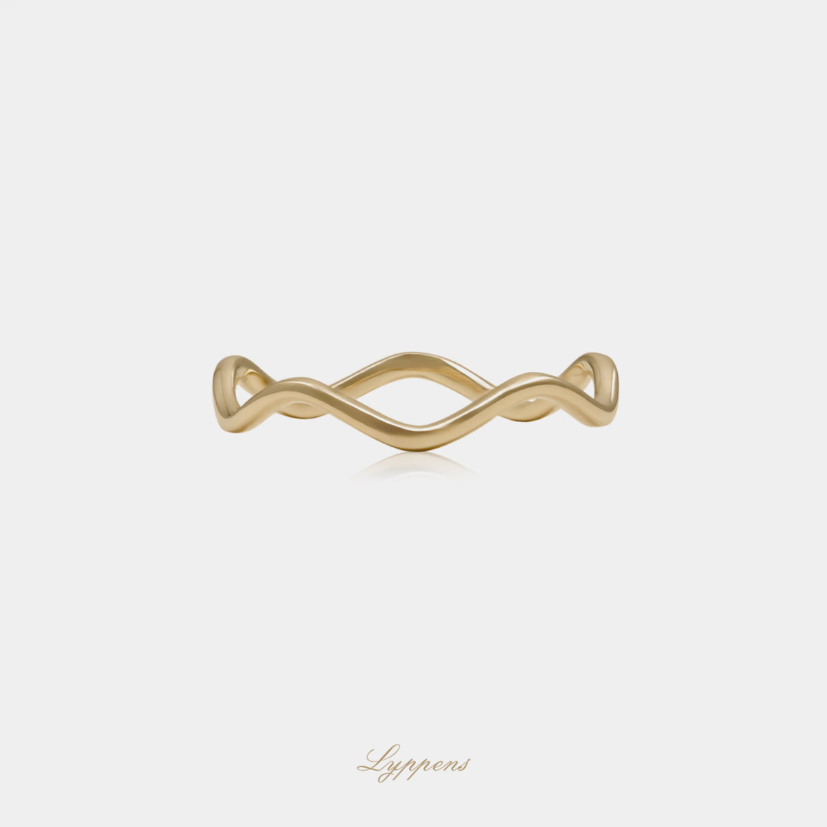14kt geelgouden ring met elegant golvend design en verfijnde afwerking