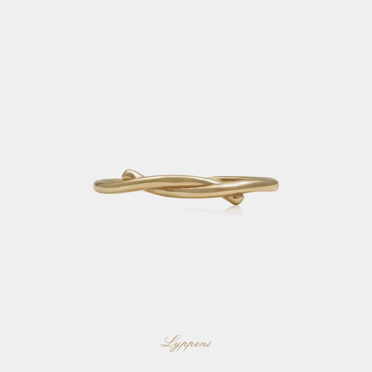 14kt geelgouden ring met in elkaar gedraaid design en verfijnde afwerking