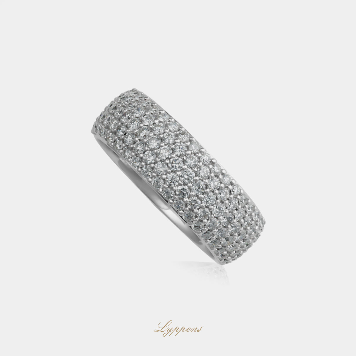 18kt witgouden pavé ring met briljant geslepen diamanten, kleur G en zuiverheid SI1