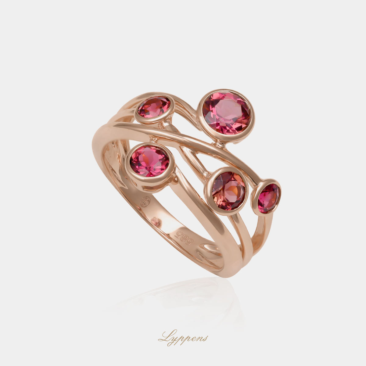 Roségouden ring met toermalijn