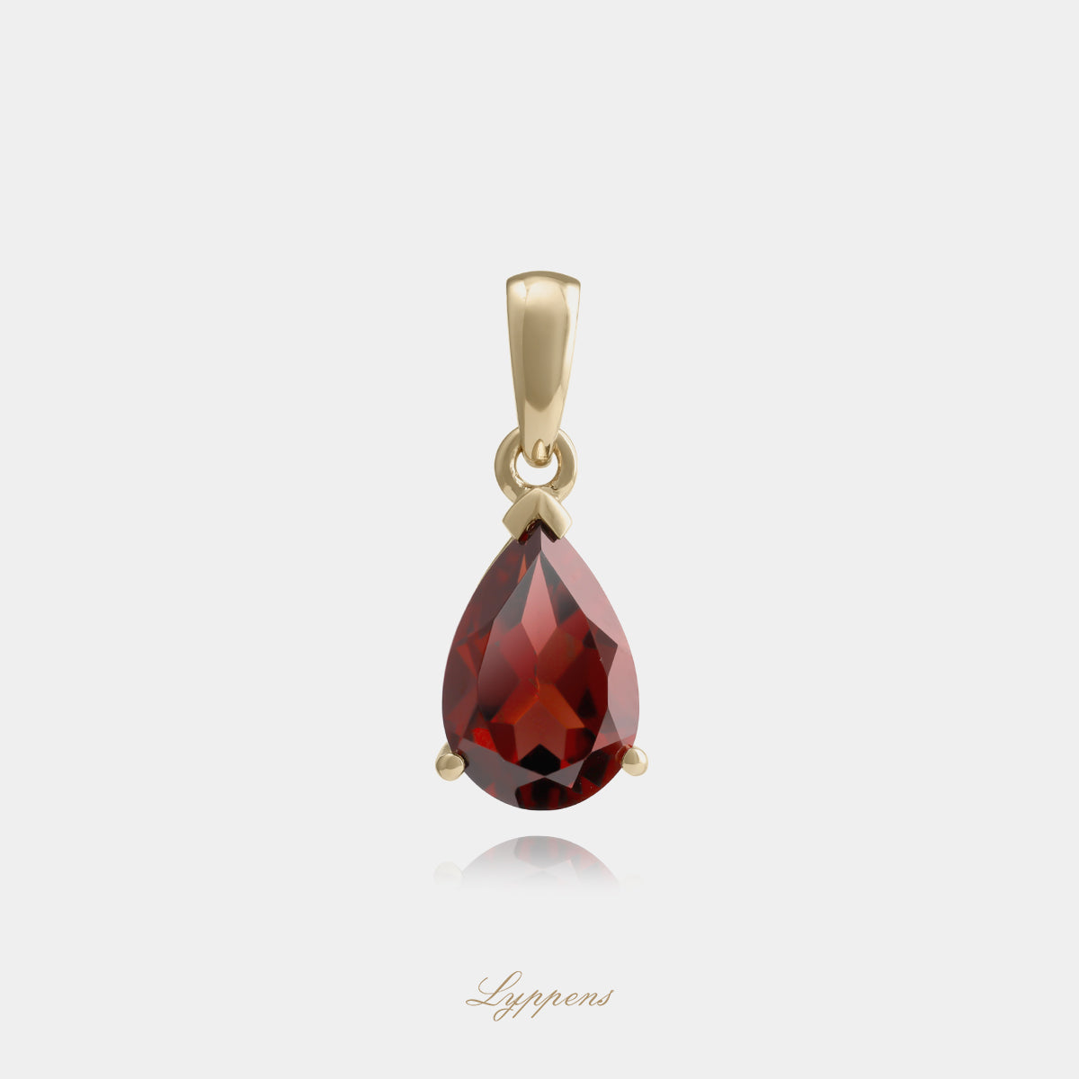 14kt geelgouden hanger met peer geslepen granaat