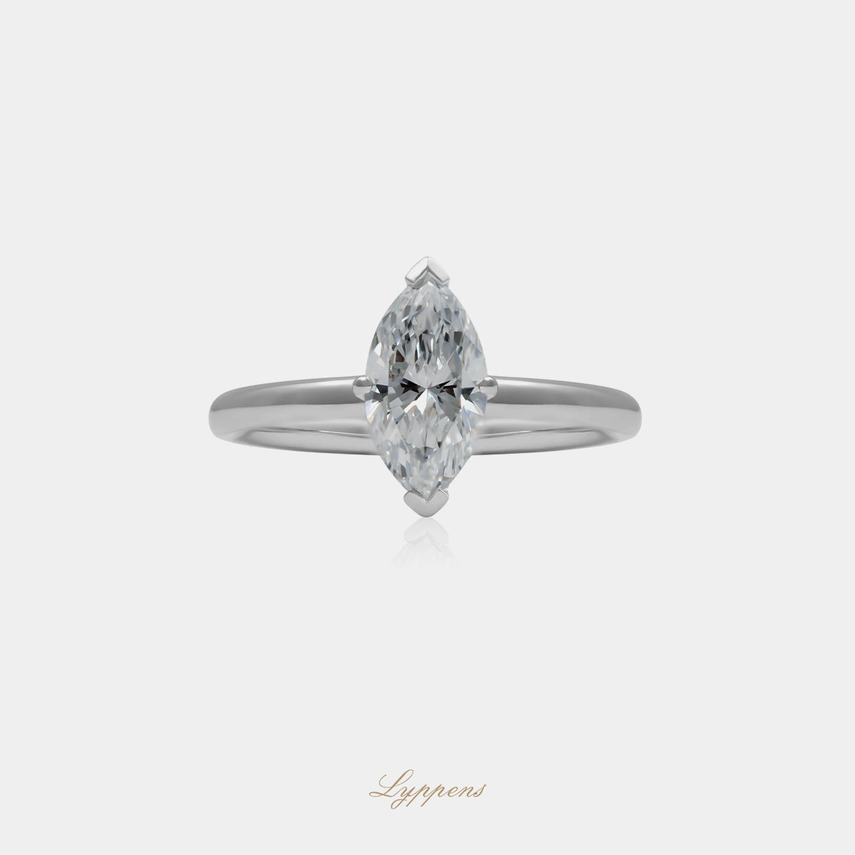 18kt witgouden solitair ring met 1.00ct marquise geslepen GIA diamant in Oslo montuur