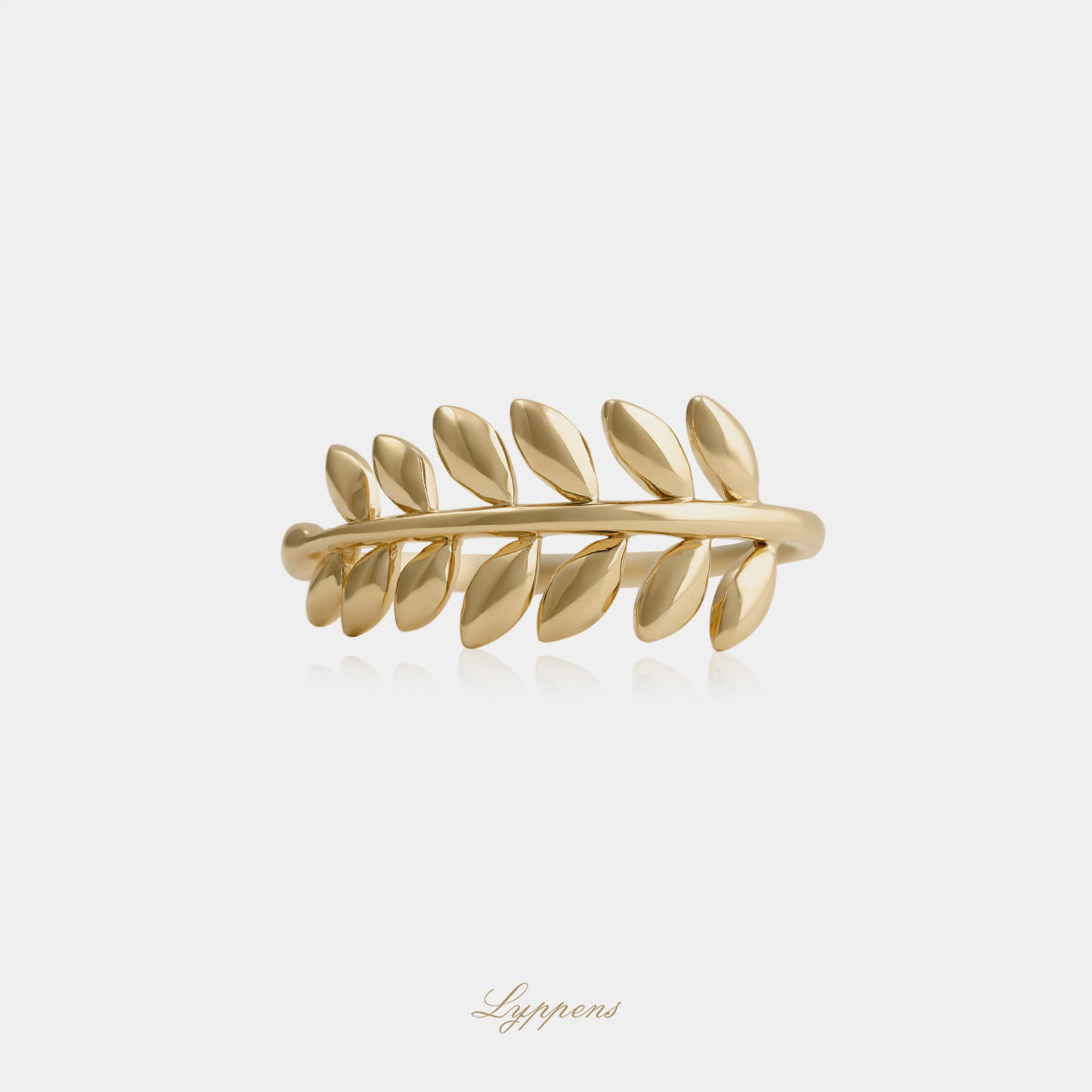 18kt geelgouden ring in bladvorm elegante gouden ring natuur geïnspireerd design sieraad