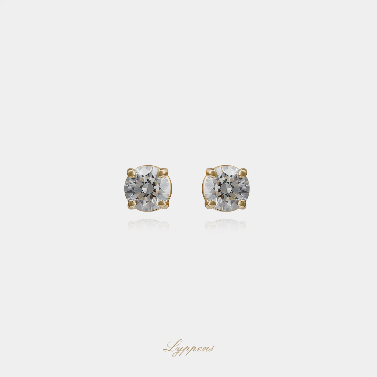 18kt geelgouden solitair oorstekers met briljant diamant 0.60ct H VS1 in vierpoots chaton, GIA